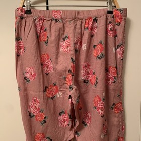 victoria secret pajama set Roses Shimmer thin Cotton Long Pant / Sleeve Large