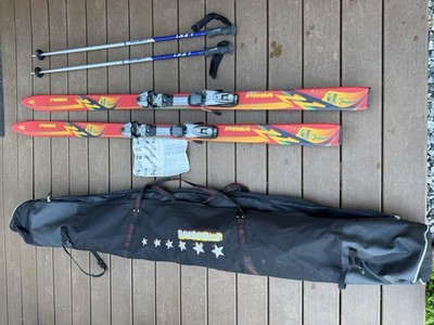 Red Volkl Presto Ski & Marker 1000 Bindings W/ Leki Vista 50  Sticks & Carry Bag