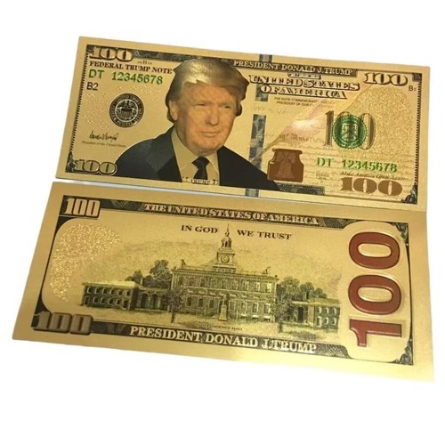 10pc Gold Trump Dollar Bills, $100 President Donald Trump Authentic 24kt Gold... - Picture 4 of 4