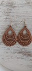 Large Teardrop Shaped Boho Chic Drop Dangle Trellis Carved Wood Fashion Earrings — photo 9