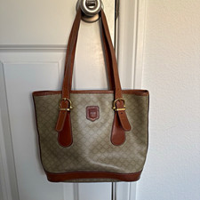 CELINE Macadam Monogram Tote/Shoulder Bag Medium Beige/Brown Zip Pouch Gold
