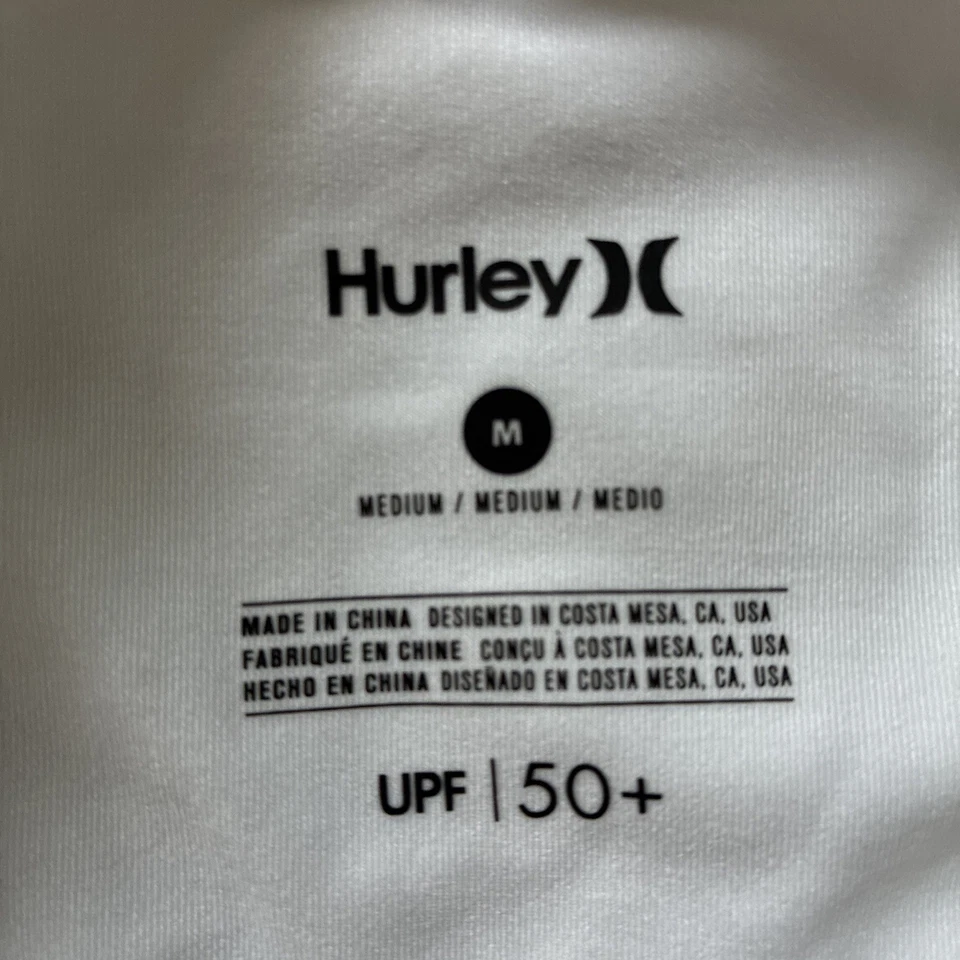 Hurley SPF 50+ Youth Medium Long Sleeve White Swim Shirt - Image 3 of 4
