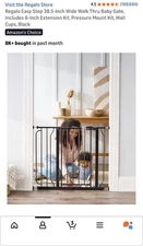 Extra Tall Walk-Thru Gate Hardwood Steel Pet Child Safety Barrier 38 in High