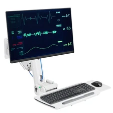 MED2H Heavy Duty Medical Wall Mount Workstation with Folding Keyboard Tray an...