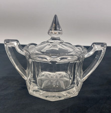 Antique Krys-Tol Chippendale Lidded Glass Sugar Bowl Handles Jefferson Glass