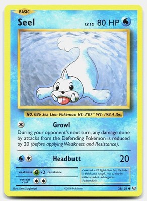Seel 28/108 Common Evolutions Pokemon Lightly Played Ken Sugimori
