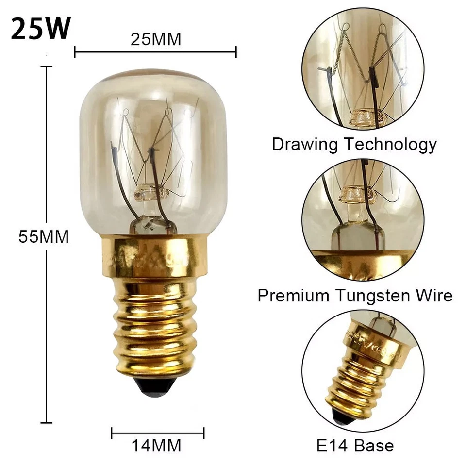 2x LED 25W Oven Cooker Appliance Bulb 240v 300° Heat resistant SES E14 - Image 2 of 4