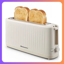 Elite Gourmet SLIMTOAST ECT2517C 2 Slice Long Slot Toaster 1.5" Wide Cremello