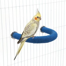 Hypeety Bird Perch U Shape Wood Stand Swing Parrot Grinding Mouth Blue