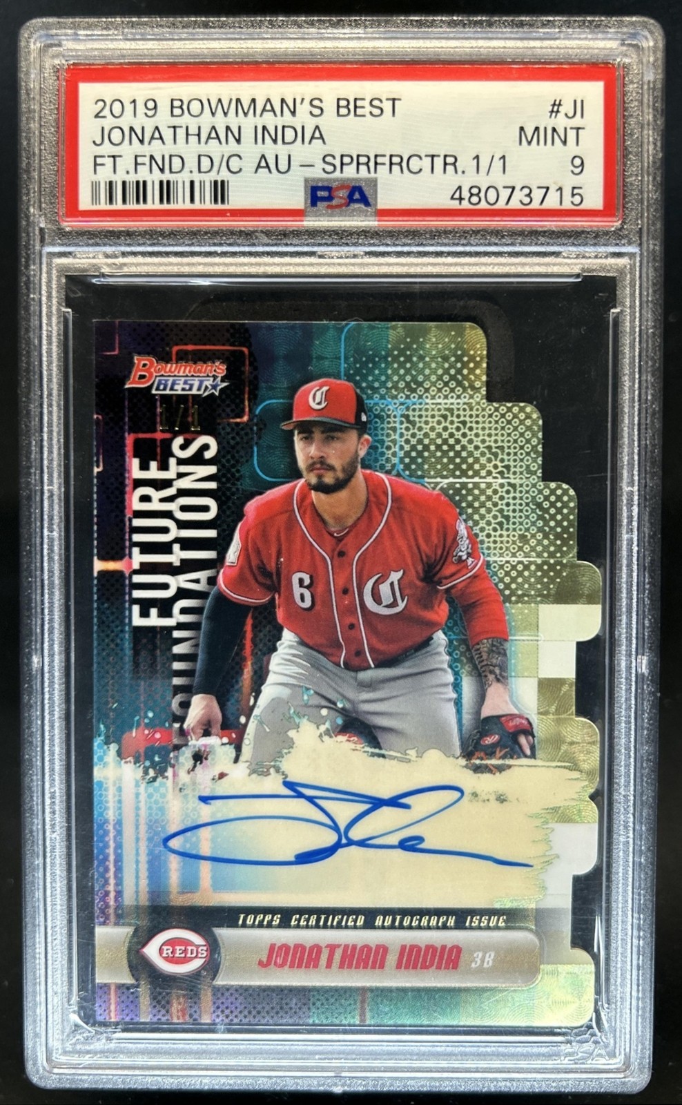 2019 Bowman's Best Jonathan India Future Foundations Auto SuperFractor 1/1 PSA 9