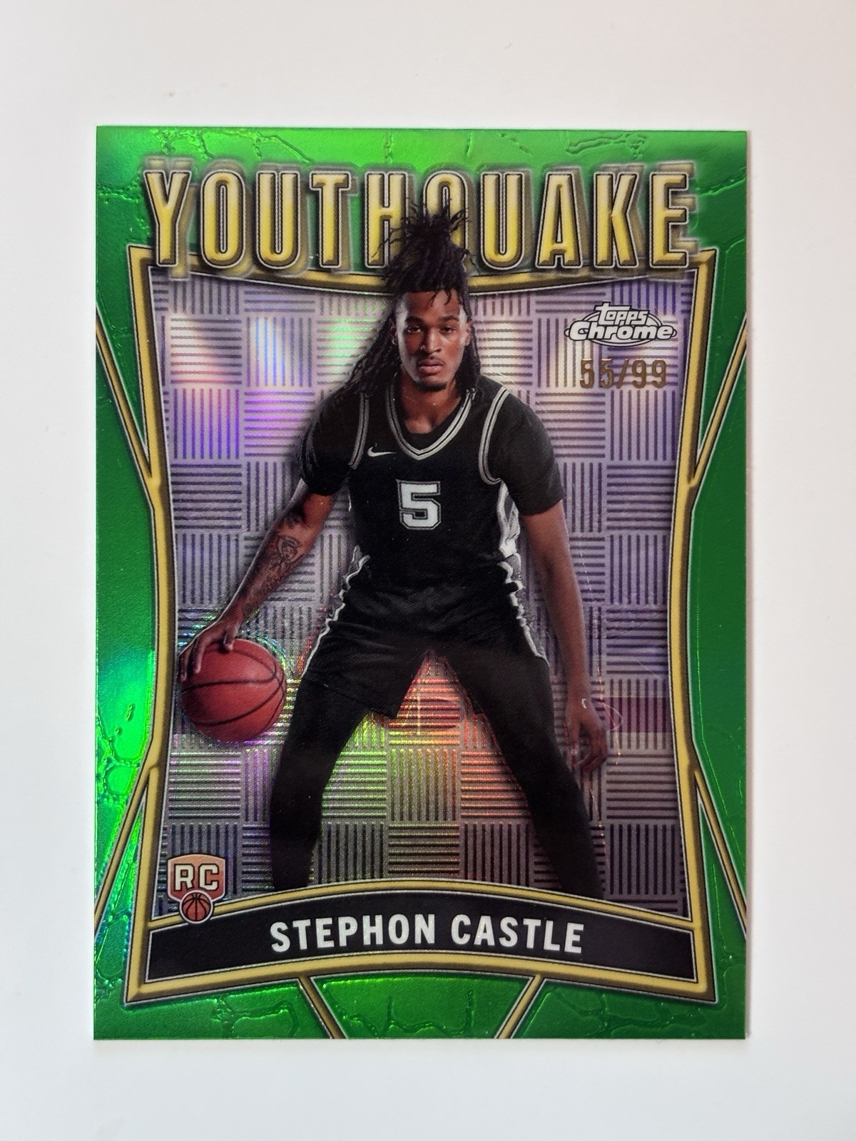 2024-25 Topps Chrome Youthquake Green Refractor /99 Stephon Castle YQ-3 Spurs RC