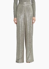 Ralph Lauren Purple Label Women's 4 Silver High-Waisted Sequin Trousers EUC