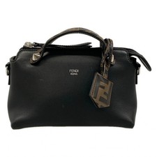 FENDI Mini By The Way 8BL145 Black Dark Brown Leather Handbag