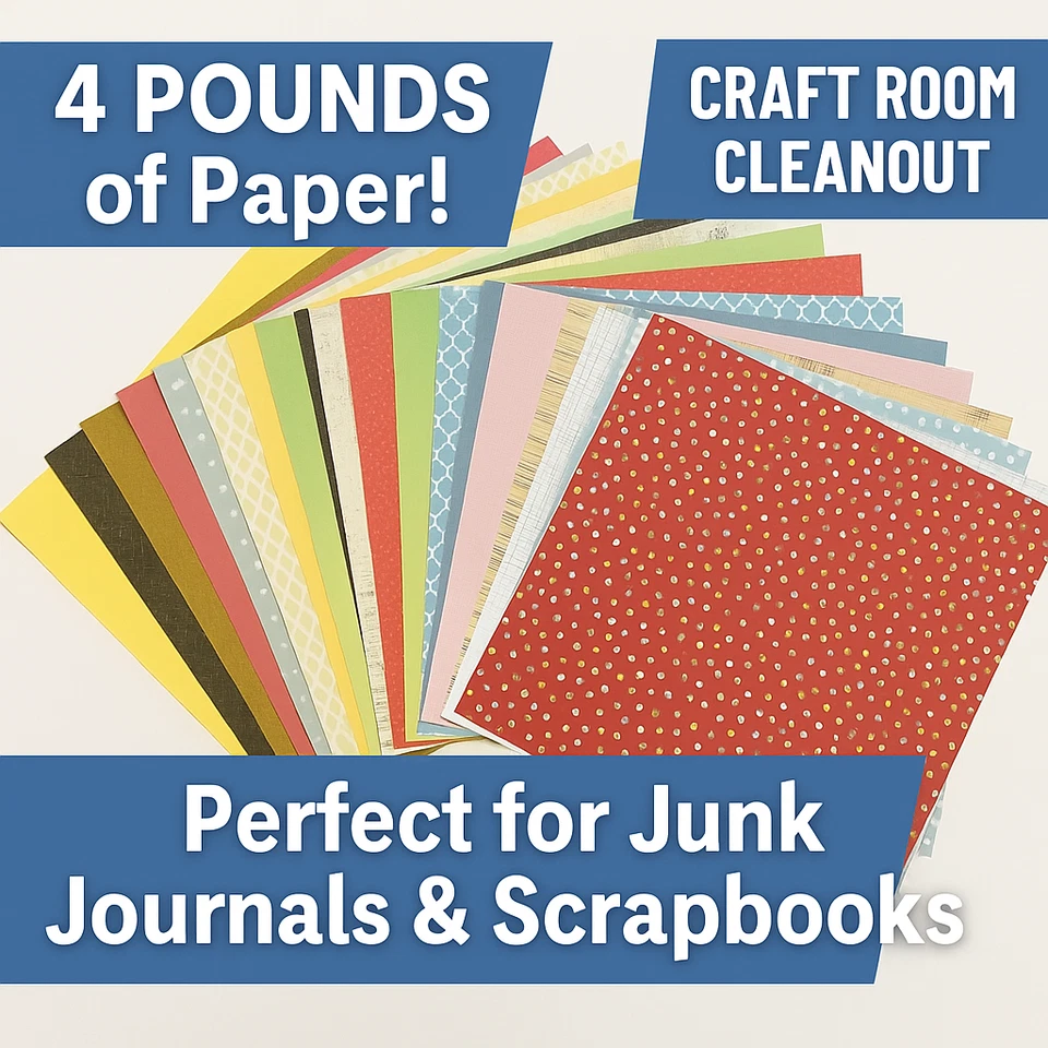 Lote de papel para álbum de recortes de 100+ 4 lb - ¡Tarjetería, diarios basura, limpieza de sala de manualidades! Foto 2 de 4