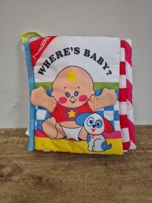 Vintage 80s Playskool First Where's Baby Cloth Fabric Book  Rattles & Squeaks.