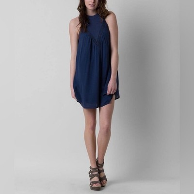 NWT Volcom Peaceazy Navy Mini Dress Size Medium Crochet insets