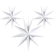 3 Pcs 9 Pointed White Paper Star Lanterns 12 Inch Hanging Lampshade Decoration