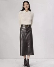 Rag  Bone Rayne Faux Dark brown Leather Skirt, Size 24 EUC 288