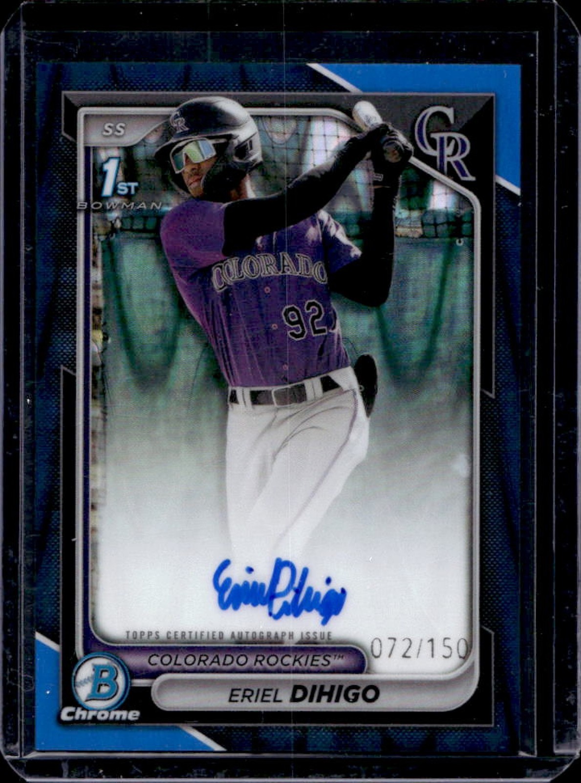 2024 Bowman Chrome Eriel Dihigo Auto Blue Raywave Refractor 1st #72/150