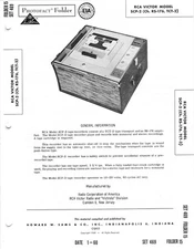 RCA Victor - Model -SCP-2 - Cassette Recorder - Original Service Manual -1960