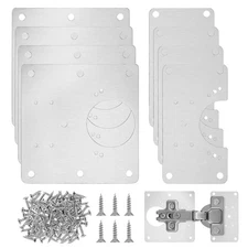 8 Pcs Cabinet Hinge Repair Plate Set Stainless Steel Cabinet Hinges Repair Fi...