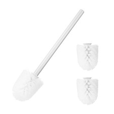 3 Pcs Toilet Brush Set Replacement Head 9.8 Inch Toilet Brush with Handle White