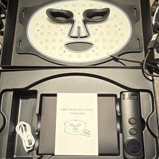 LED Light Therapy Face Mask, Black, Rechargeable, Portable, 7 Modes