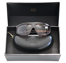 NEW Authentic BALMAIN Paris B-ESCAPE BPS-143B-62 Brown/Gold WRAP Sunglasses