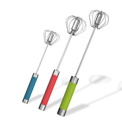 Stainless Steel Semi-automatic Egg Whisk - 3PCS Hand Push Rotary Whisk Blender (