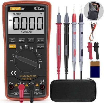 Autoranging Multimeter Test for Temperature AC/DC Voltage, Current, Resistance, 