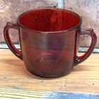 Vintage Anchor Hocking Royal Ruby Red Cranberry Glass Double Handle Sugar Bowl