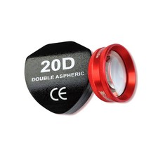 Lente asférica doble color rojo 20D para oftalmología con estuche protector