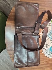 Fossil Brown Leather Crossbody Flap Shoulder Bag Adjust Strap Interior Wallet