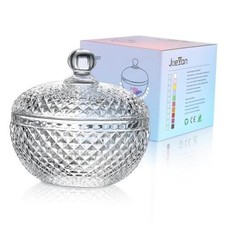 12 oz Small Clear Glass Jars with Lid,Embossed Glass Candy Dishes,Diamond
