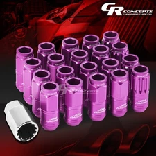PURPLE 16 LUG+4LOCK NUT+ADAPTERS M12X1.5 21OD 50MM TALL SPLINE STYLE ALUMINUM