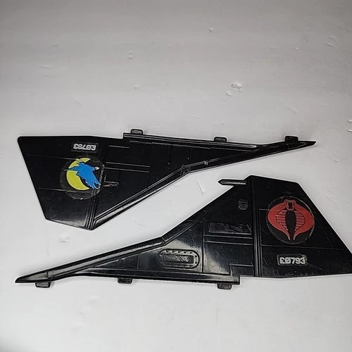 1986 Vtg Gi Joe Cobra Night Raven Right & Left Tail Fin Fins Set Vehicle Part