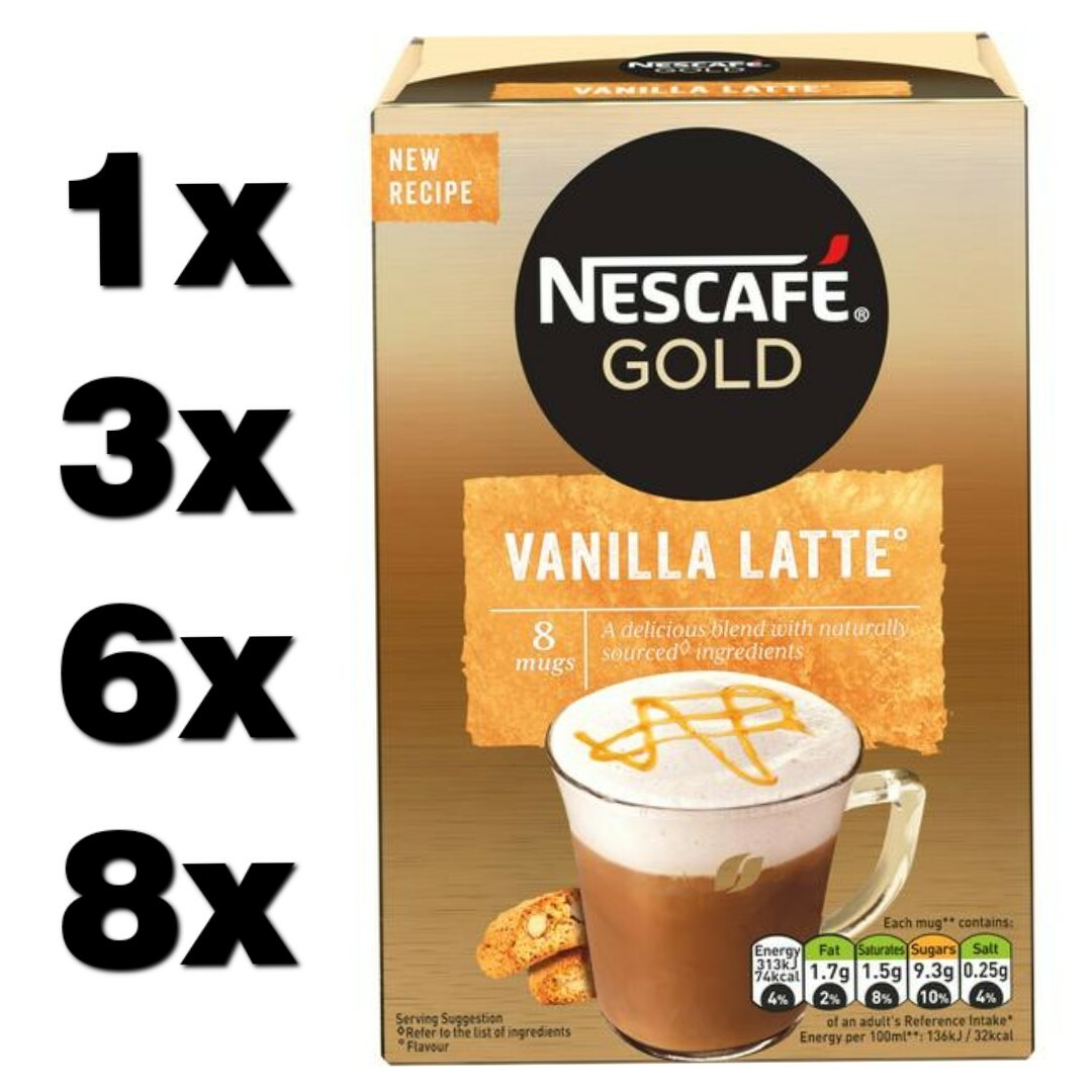 NESCAFE GOLD VANILLA LATTE (1 to 64 sachets) instant coffee free