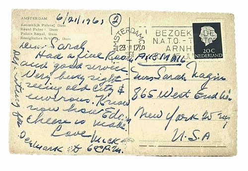 Postcard Royal Palace Exterior Amsterdam Netherlands • Posted 1961 Scalloped - Picture 2 of 2
