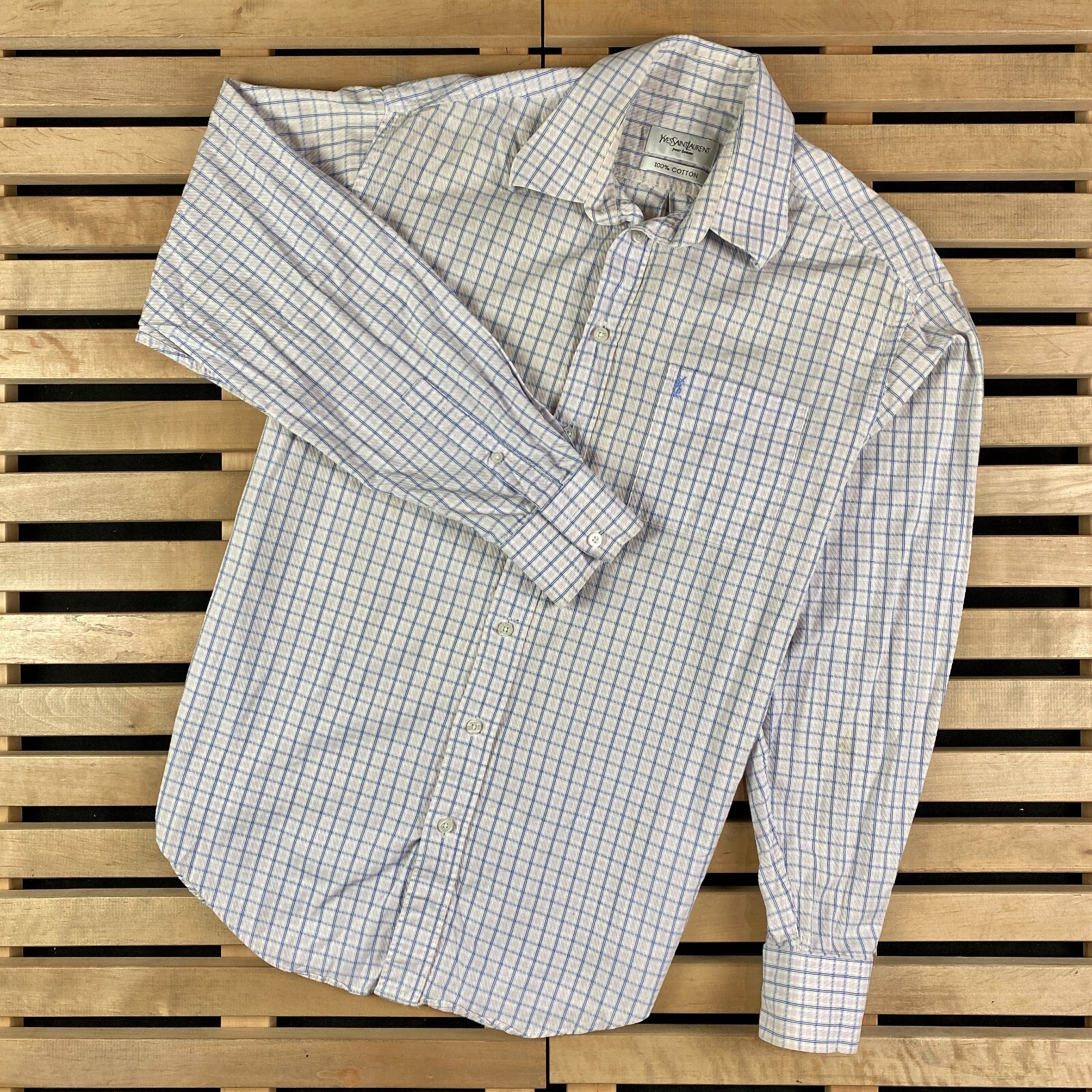 SAINT LAURENT Camicia da uomo vintage a maniche lunghe Yves Saint Lauren taglia M