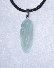 Aquamarine Polished Free Form Stone Crystal Pendant Necklace Small