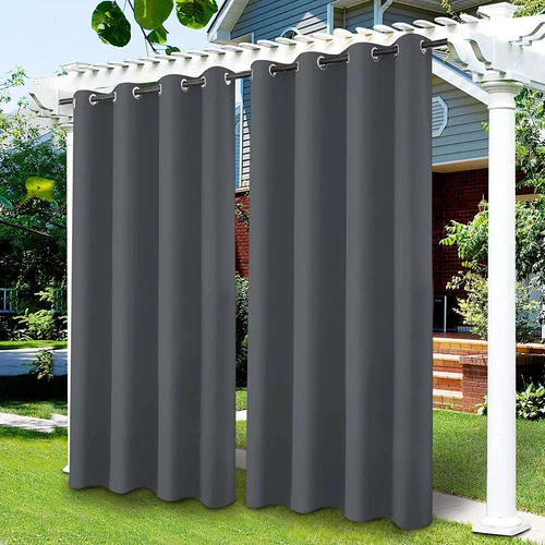 1/2 Stück Wasserdicht Outdoor Terrasse Vorhänge 52" Breit Sichtschutz Verdunkelung Pergola Schatten - Bild 34 von 124