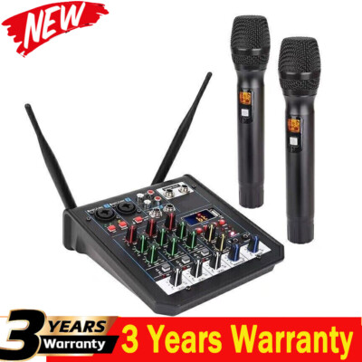 RK-211 Mixer Sound Card Micro 4-Channel Mixing Console Wireless  Microphones