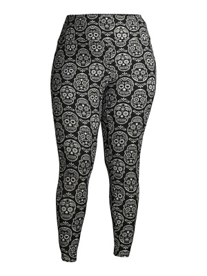 Terra & Sky Women's Plus Size Halloween Printed Legging 0X (14W)