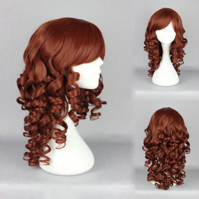 Fashion Long Red Brown Wavy Curly Women Girl Cosplay Party Hair