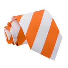 Orange  White Tie Woven Striped Mens Formal Classic Necktie by DQT