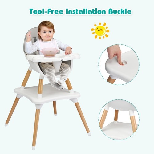 5-in-1 Baby Convertible Wooden High Chair with Detachable Tray - Picture 7 of 9