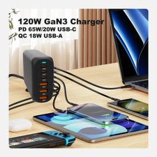 Portable GaN3 Desktop Fast Charge Station 120W USB-C PD/PPS/QC4.0 Power Adapter