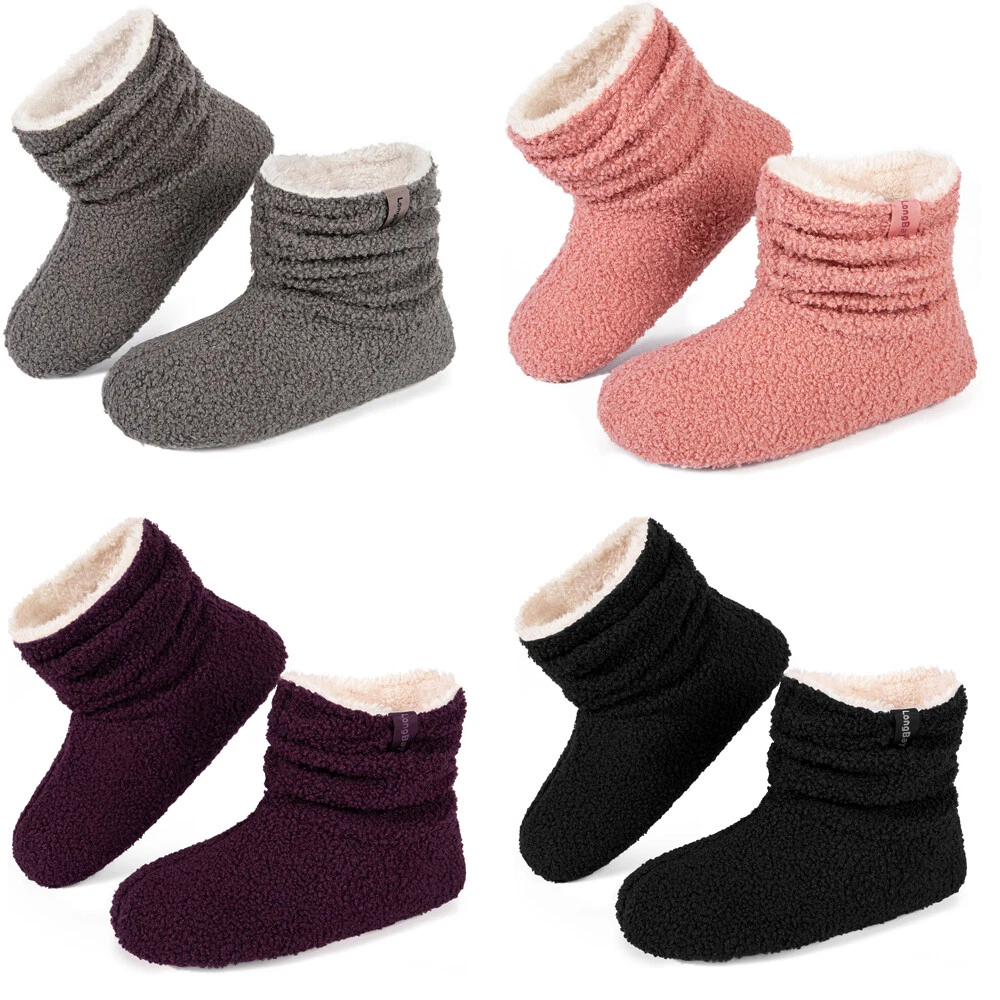 Women Slippers Ladies Booties Fuzzy Curly Fur Warm Boots Soft Memory Foam Shoes