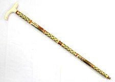 Walking Stick Cane Natural Hand Painted Human Figures Fancy Handle i598
