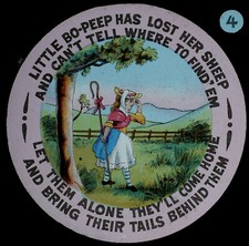 LITTLE BO PEEP C1890 VICTORIAN ANTIQUE Magic Lantern Slide NURSERY RYME